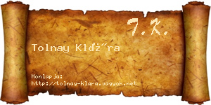 Tolnay Klára névjegykártya