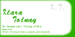 klara tolnay business card